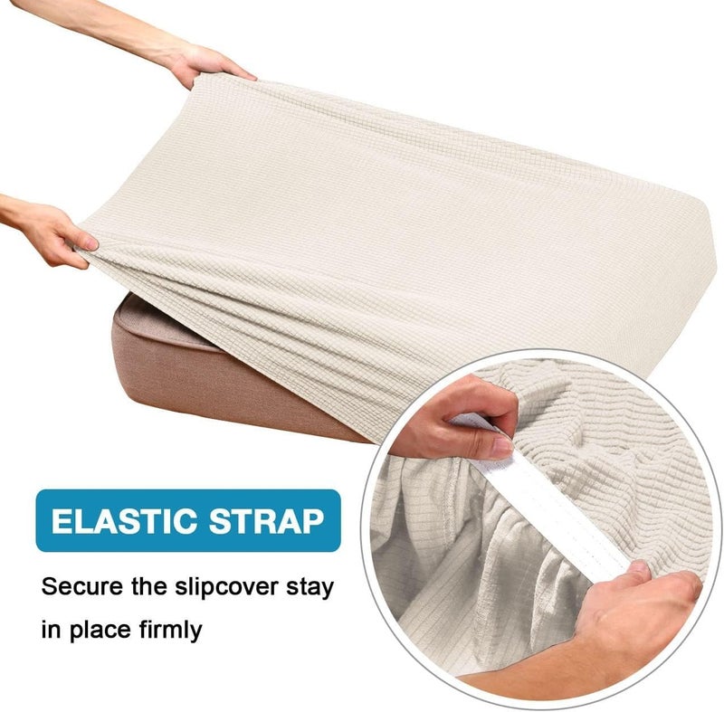 Flamingo P High Stretch Sofa Seat Cushion Cover Furniture Protector for Sofa Seat Cover Sofa Slipcover Soft Flexibility with Elastic Bottom  2 Seat Cushion Cover (XL)  Ivory - Image 5